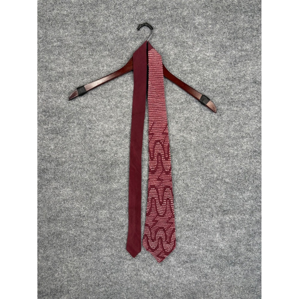 Royal Burgundy Silk Textured Shibori Pattern Necktie Mens Wide Silk Tie